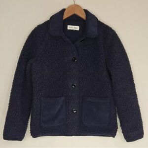 Alex Mill Navy Sherpa Fleece Button-up Work Jacket Size XS Womens